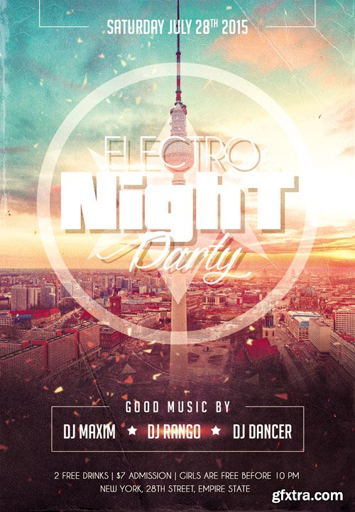 Electro Night Party 2 Flyer Template FB Cover Electro Night Party 2 Flyer Template FB Cover