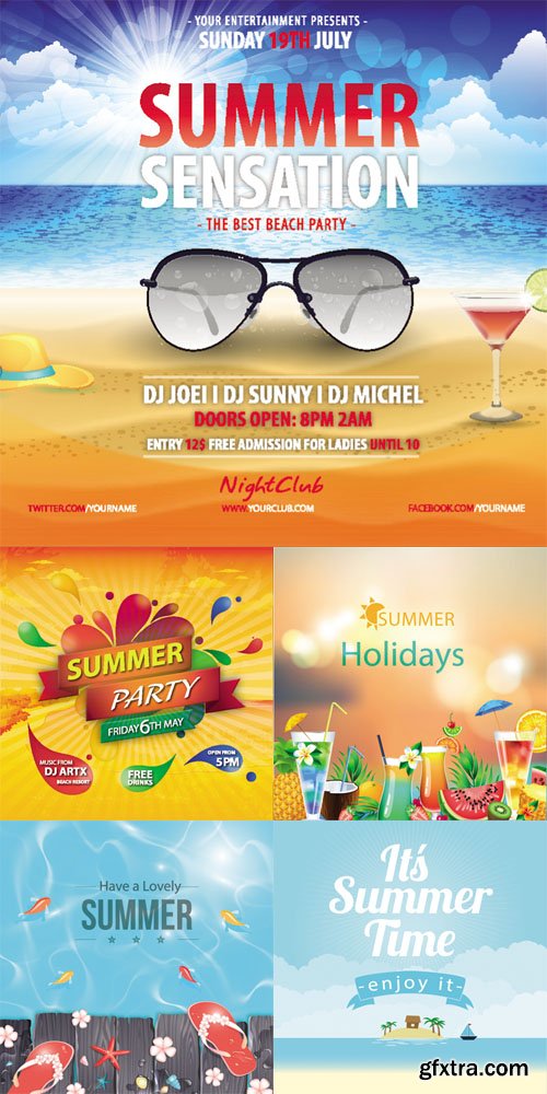 5 Summer Vector Posters 5 Summer Vector Posters