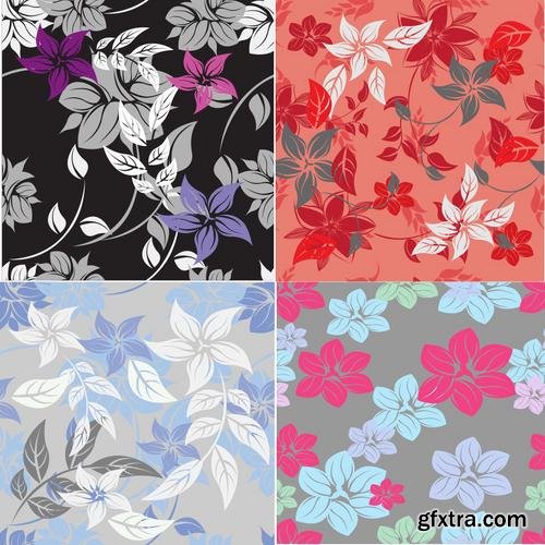 Stock Vector - Seamless Floral Patterns Set, 25EPS