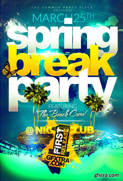 Spring Break Island Party Flyer Template 2 Spring Break Island Party Flyer Template 2