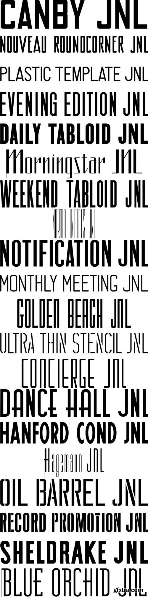Jeff Levine's Condenced Tall Font Collection 142 Fonts