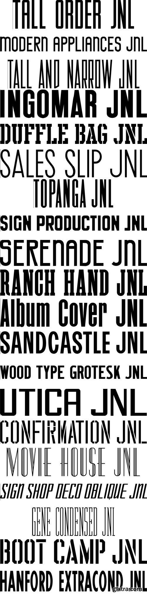 Jeff Levine's Condenced Tall Font Collection 142 Fonts