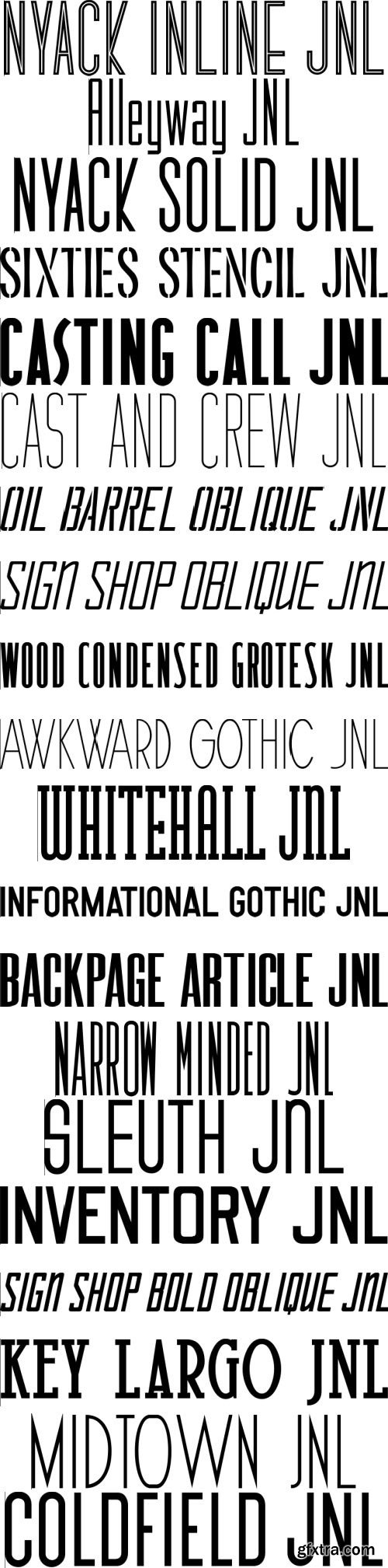 Jeff Levine's Condenced Tall Font Collection 142 Fonts