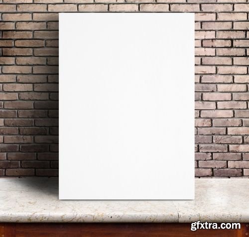Stock Photos - Blank White Paper Poster on Wall