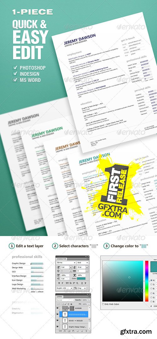GraphicRiver - Quick Resume Designed in Clean Style 941084 GraphicRiver - Quick Resume Designed in Clean Style 941084