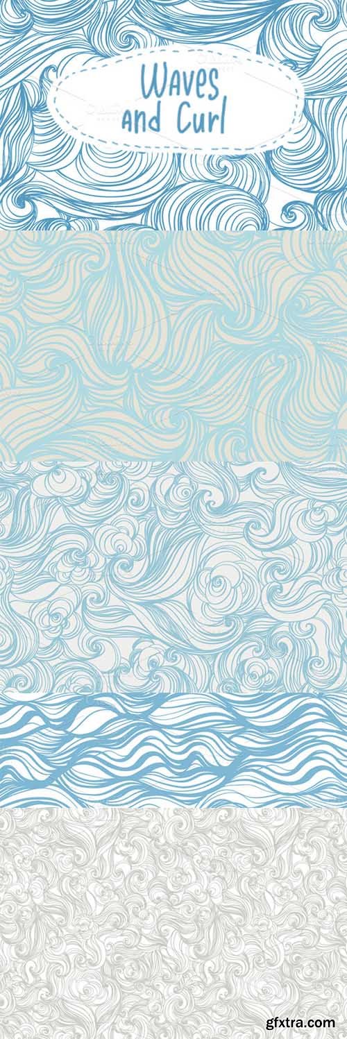 Waves and curl seamless patterns
