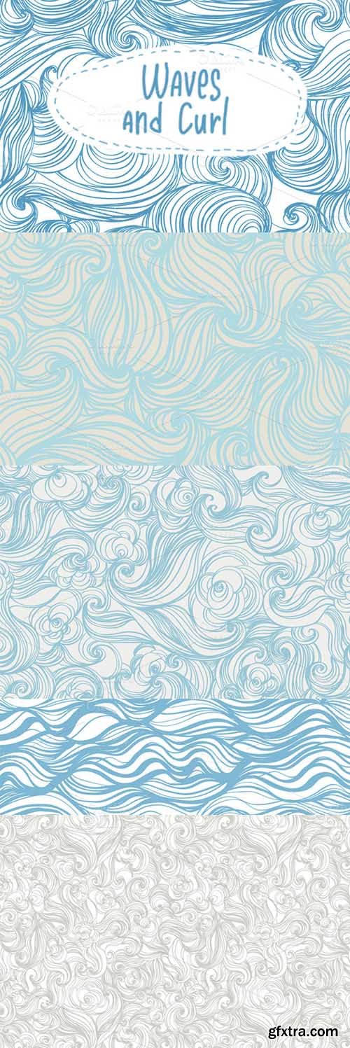 Waves and curl seamless patterns Waves and curl seamless patterns