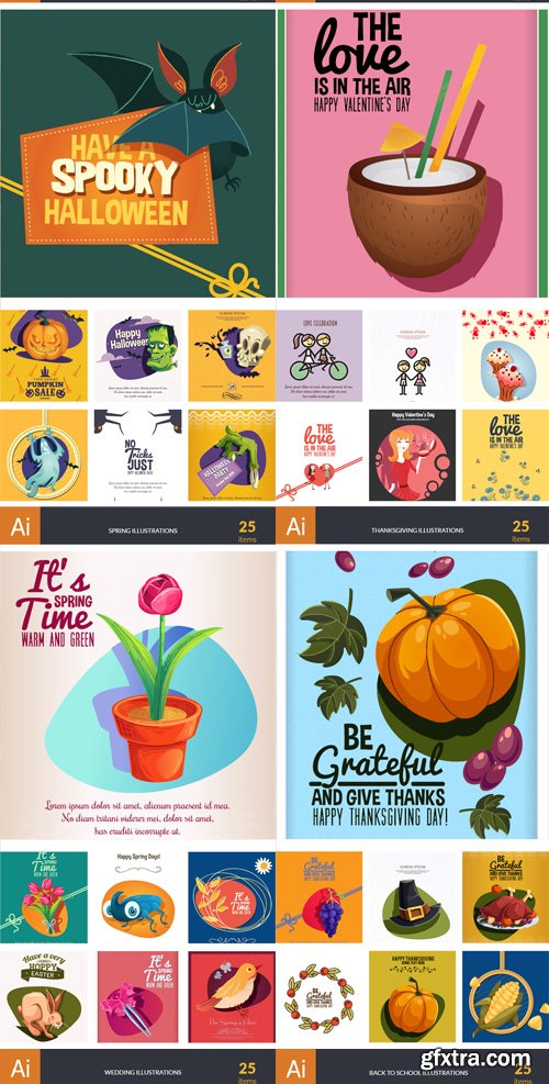 Get 300 Premium Vector Illustrations from 12 Different Categories at 98% OFF