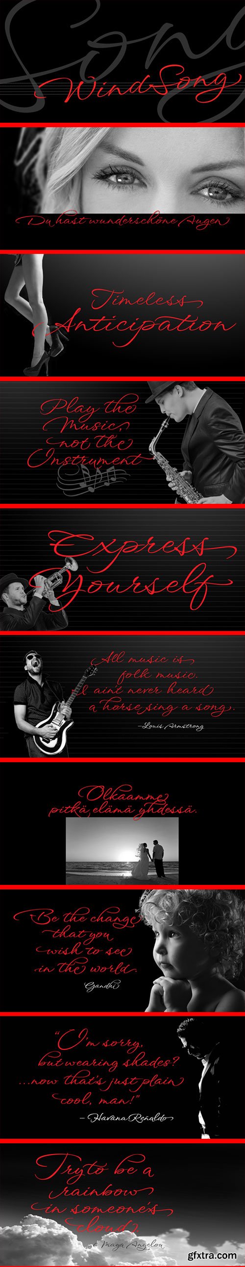 Windsong - Elongated Script Fonts 12xOTF