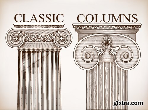 Collection of vector picture ancient columns roman column ancient architecture 25 Eps
