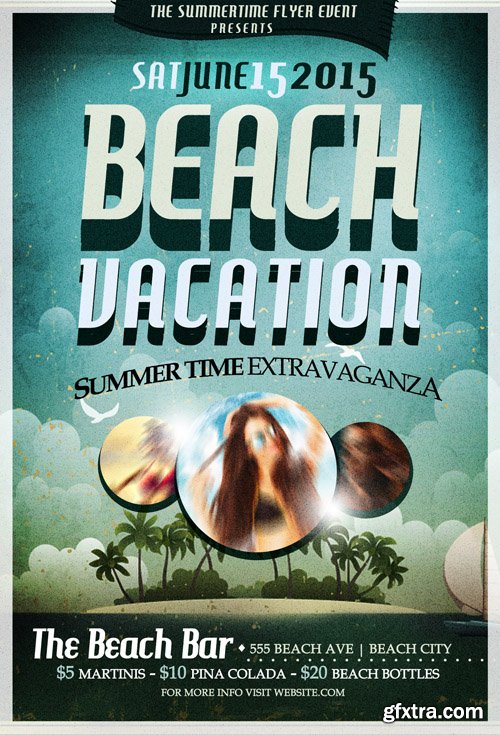 Beach Party Retro Flyer Template