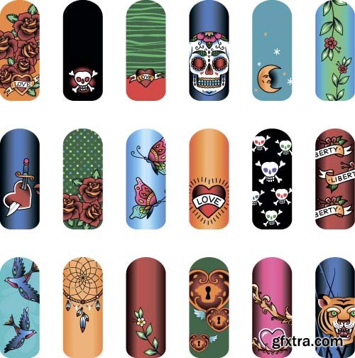Set of nail art designs for beauty 7x EPS