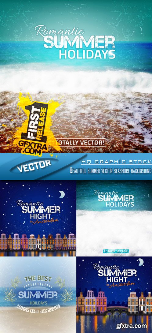Stock Vector - Beautiful summer vector seashore background Stock Vector - Beautiful summer vector seashore background