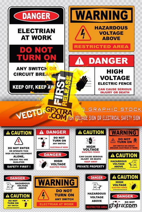 Stock Vector - High voltage sign or electrical safety sign