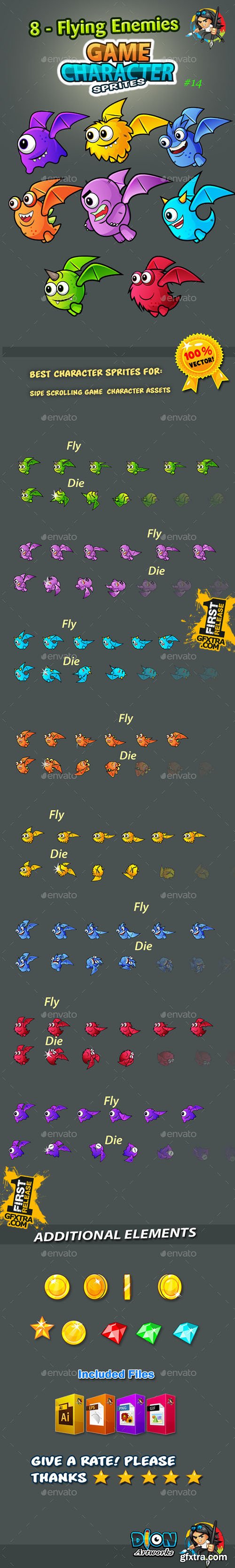 GraphicRiver 8 Flying Monster Enemies Character Sprites GraphicRiver 8 Flying Monster Enemies Character Sprites