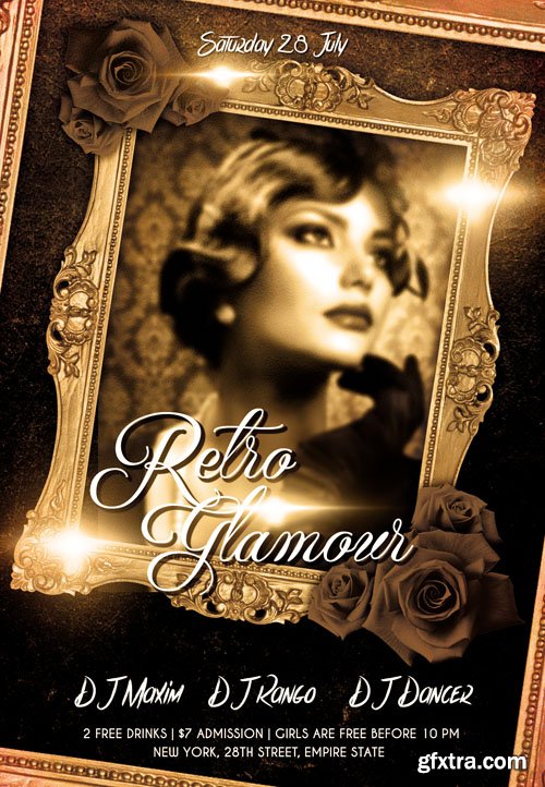 Retro Glamour Flyer Template Facebook Cover Retro Glamour Flyer Template Facebook Cover