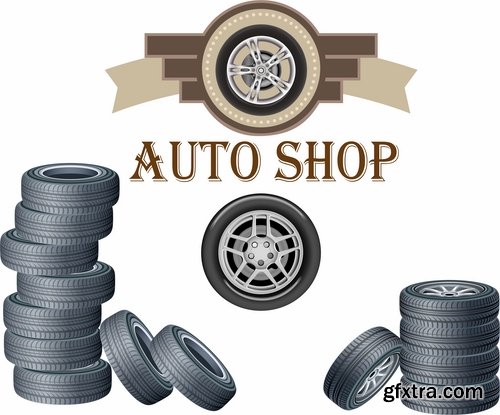 Collection of vector picture shop automotive theme and illustration 25 Eps