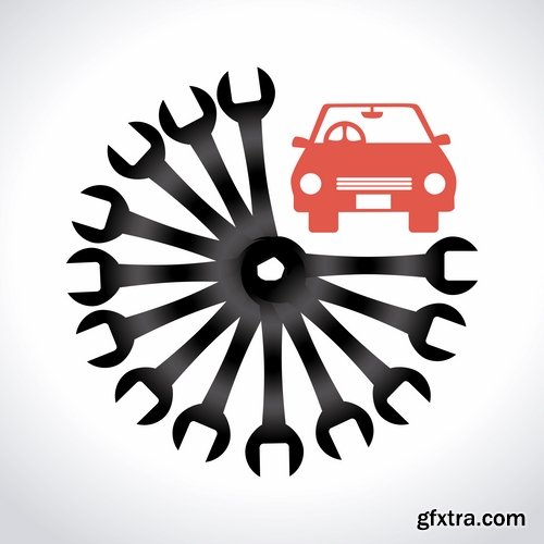 Collection of vector picture shop automotive theme and illustration 25 Eps