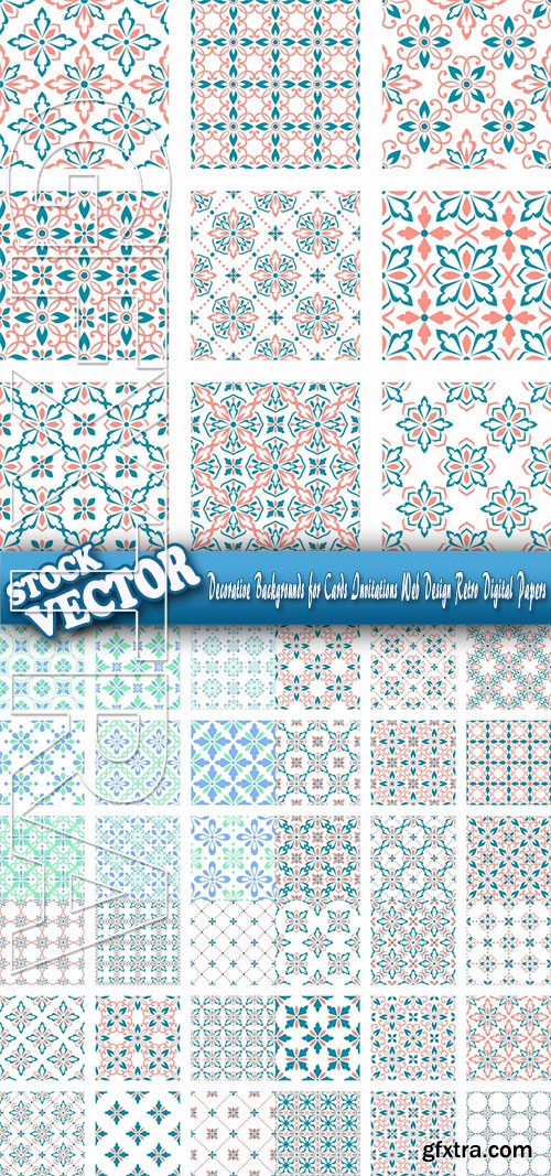 Stock Vector - Decorative Backgrounds for Cards Invitations Web Design Retro Digital Papers