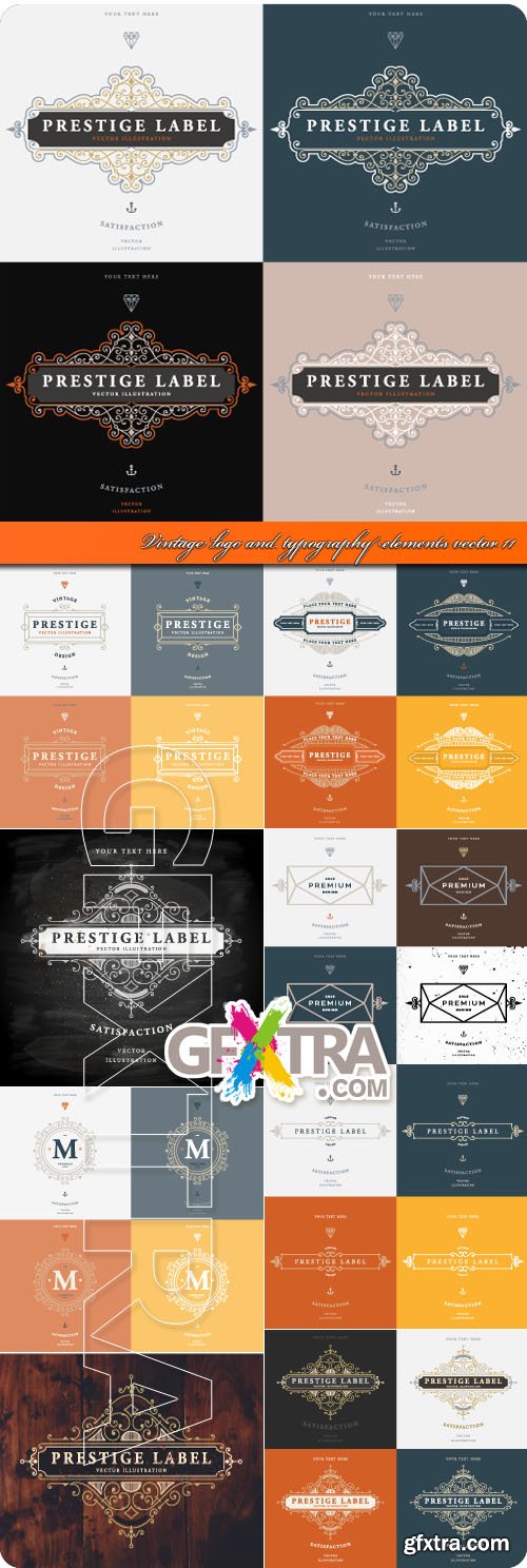 Vintage logo and typography elements vector 11