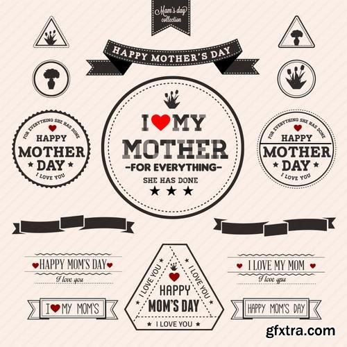 Happy Mothers Day Cards Labels Icons Design Elements 50EPS Happy Mothers Day Cards Labels Icons Design Elements 50EPS