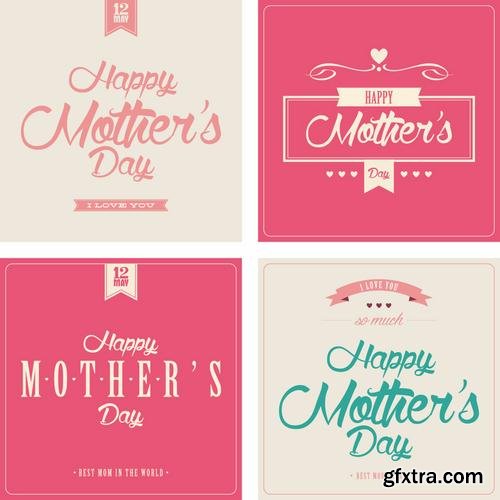 Happy Mothers Day Cards Labels Icons Design Elements 50EPS Happy Mothers Day Cards Labels Icons Design Elements 50EPS