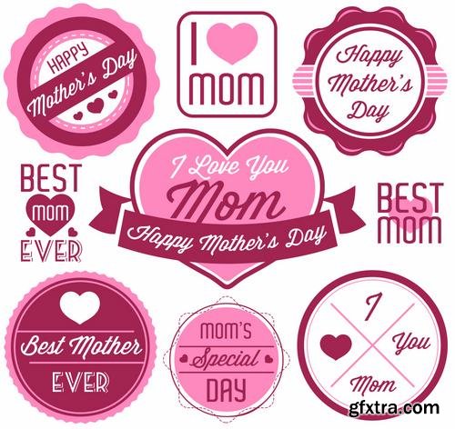 Happy Mothers Day Cards Labels Icons Design Elements 50EPS Happy Mothers Day Cards Labels Icons Design Elements 50EPS