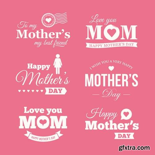 Happy Mothers Day Cards Labels Icons Design Elements 50EPS Happy Mothers Day Cards Labels Icons Design Elements 50EPS