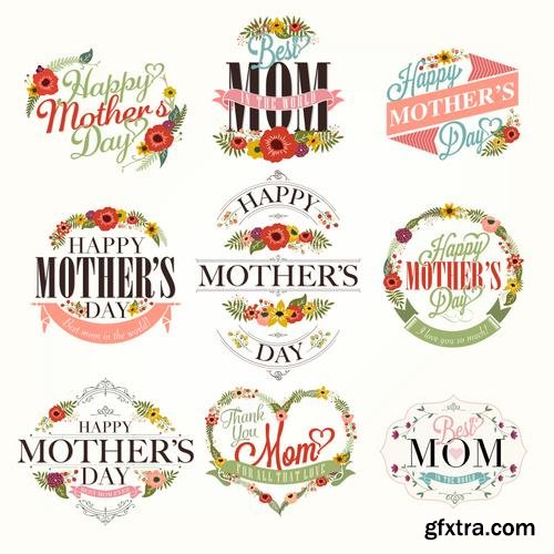 Happy Mothers Day Cards Labels Icons Design Elements 50EPS Happy Mothers Day Cards Labels Icons Design Elements 50EPS