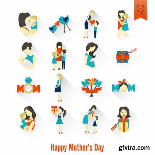 Happy Mothers Day Cards Labels Icons Design Elements 50EPS Happy Mothers Day Cards Labels Icons Design Elements 50EPS
