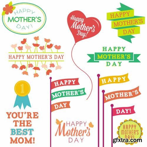 Happy Mothers Day Cards Labels Icons Design Elements 50EPS Happy Mothers Day Cards Labels Icons Design Elements 50EPS