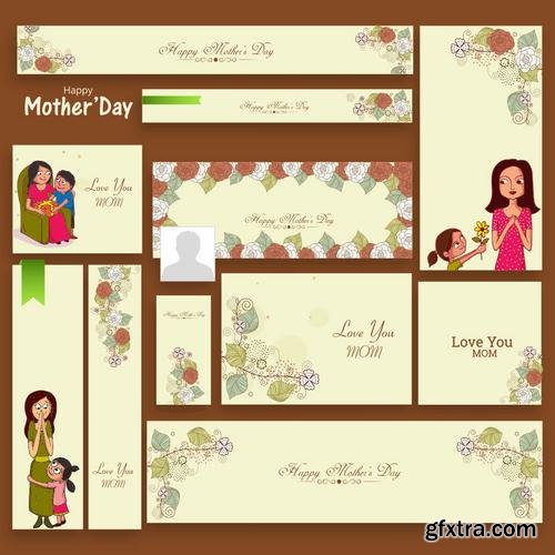 Happy Mothers Day Cards Labels Icons Design Elements 50EPS Happy Mothers Day Cards Labels Icons Design Elements 50EPS