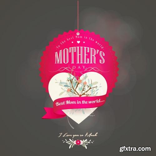 Happy Mothers Day Cards Labels Icons Design Elements 50EPS Happy Mothers Day Cards Labels Icons Design Elements 50EPS