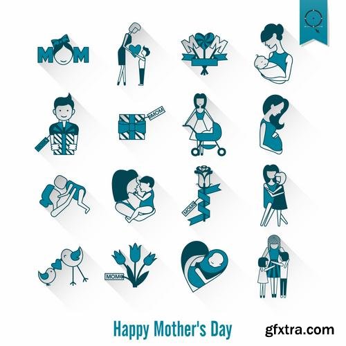 Happy Mothers Day Cards Labels Icons Design Elements 50EPS Happy Mothers Day Cards Labels Icons Design Elements 50EPS