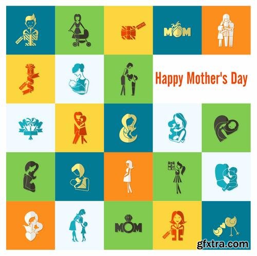Happy Mothers Day Cards Labels Icons Design Elements 50EPS Happy Mothers Day Cards Labels Icons Design Elements 50EPS