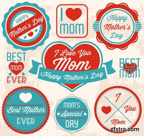 Happy Mothers Day Cards Labels Icons Design Elements 50EPS Happy Mothers Day Cards Labels Icons Design Elements 50EPS
