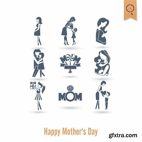 Happy Mothers Day Cards Labels Icons Design Elements 50EPS Happy Mothers Day Cards Labels Icons Design Elements 50EPS