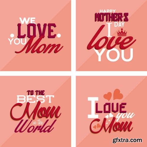 Happy Mothers Day Cards Labels Icons Design Elements 50EPS Happy Mothers Day Cards Labels Icons Design Elements 50EPS