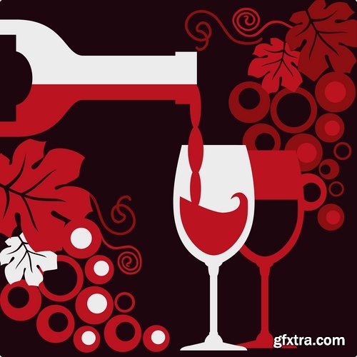 Collection of vector image background is a glass of wine 25 Eps