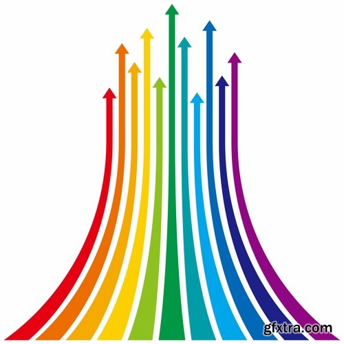 Collection of vector image of a beautiful rainbow of colors arc 25 Eps
