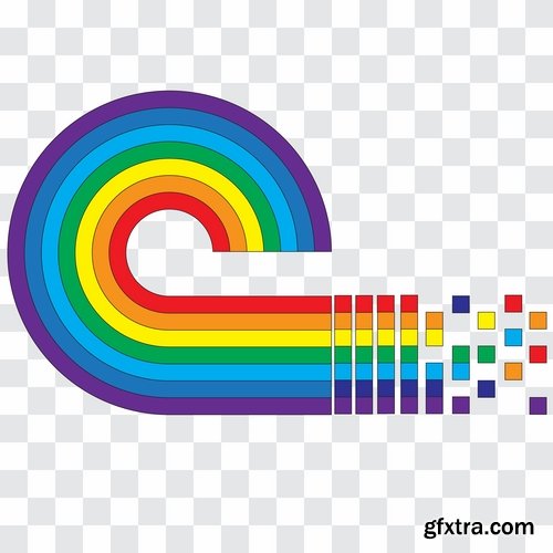 Collection of vector image of a beautiful rainbow of colors arc 25 Eps