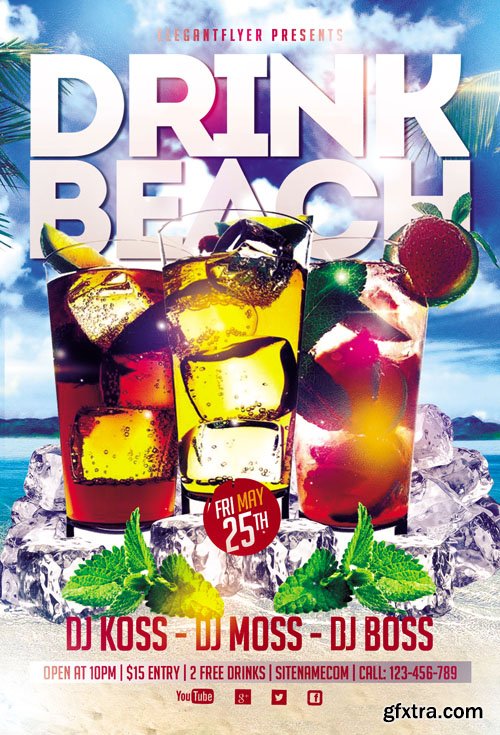 Drink Beach Club Flyer PSD Template Facebook Cover