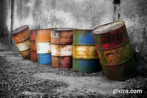 Collection of metal steel plate drum container tank rust wine barrel 25 HQ Jpeg