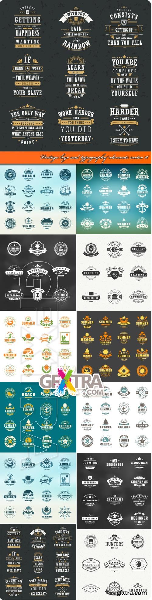 Vintage logo and typography elements vector 16