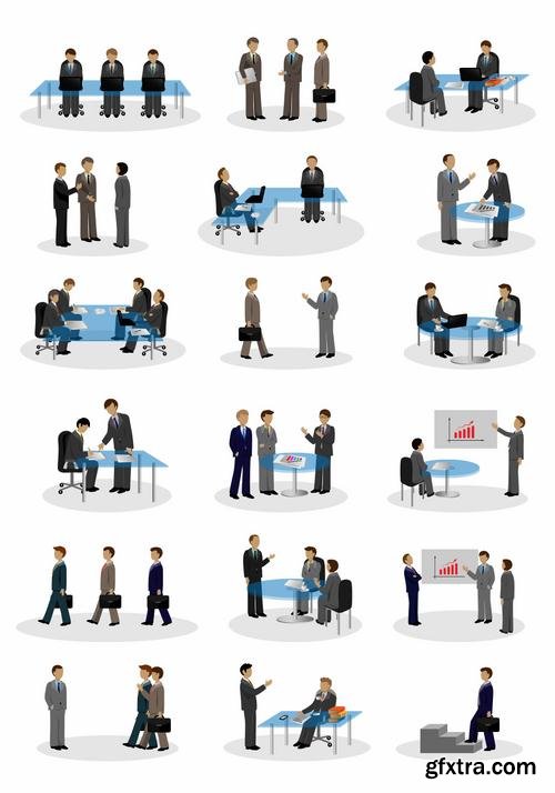 Stock Vector - Business People Different Situation Set#2, 25EPS
