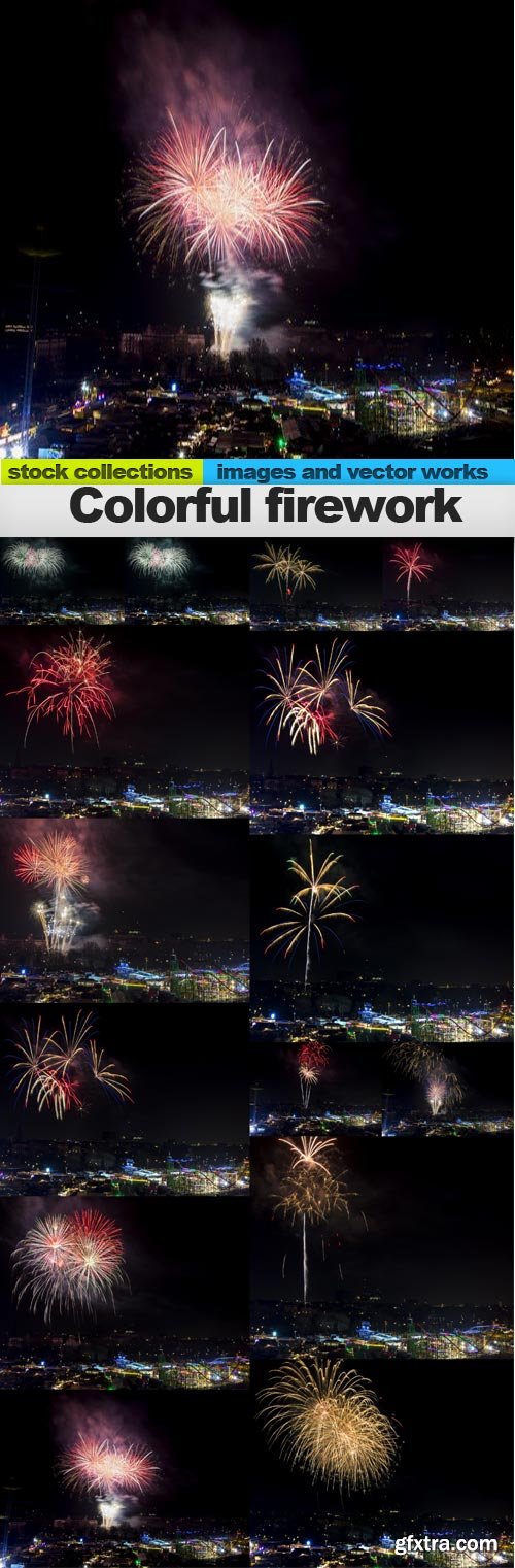 Colorful firework, 15 x UHQ JPEG