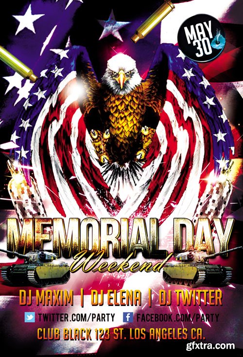 Memorial Day Weekend Flyer PSD Template Facebook Cover