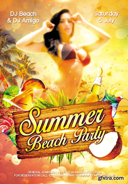 Summer Beach Party 3 Flyer PSD Template Facebook Cover