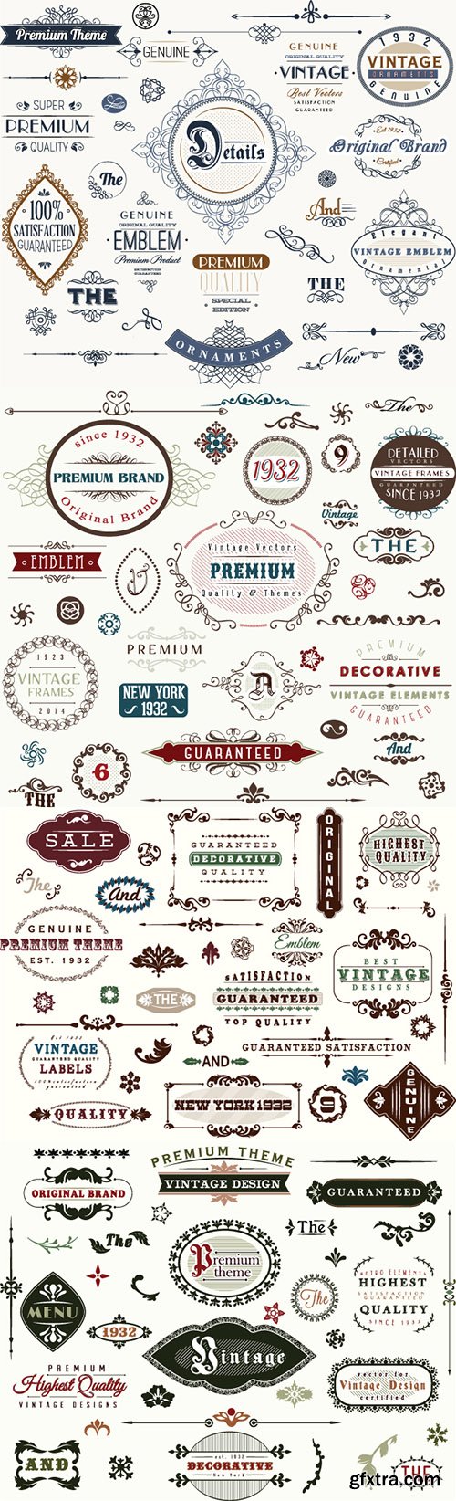 OrnamentZilla 2 - 566 Super Premium Vintage Vector Elements with Editable Text &amp; Huge Bonus
