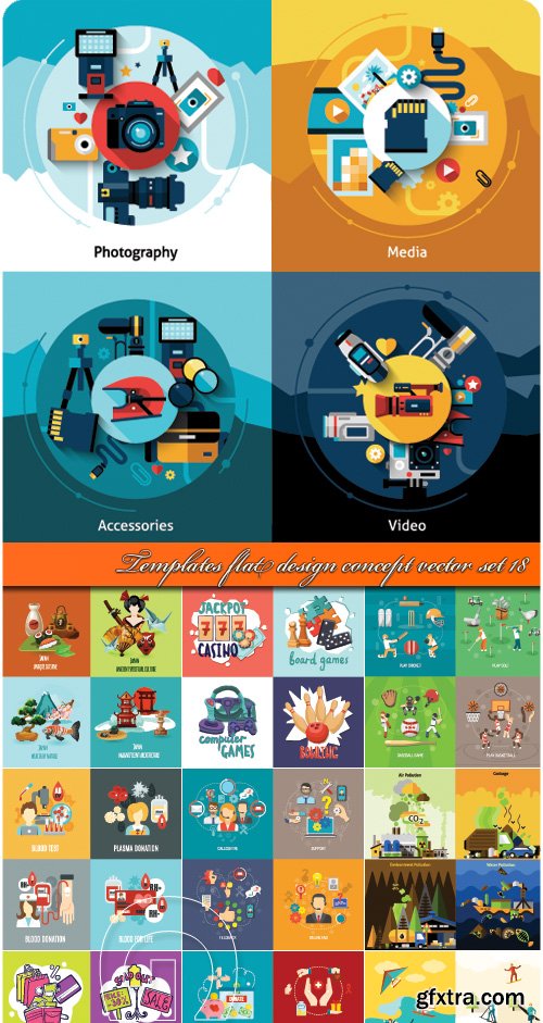 Templates Flat Design Concept Vector Set 18, 25xEPS
